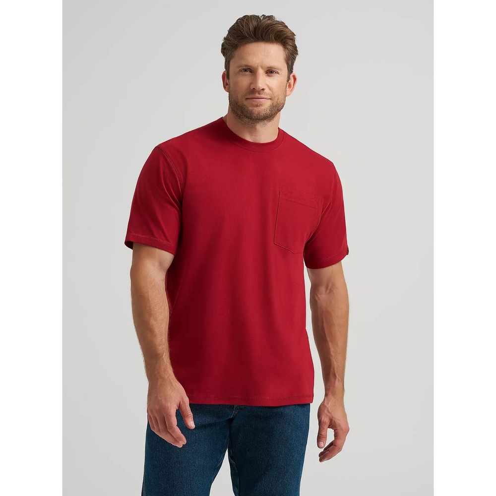 Wrangler RIGGS Workwear Mens Red Short Sleeve Pocket T-Shirt Size M Cotton Blend